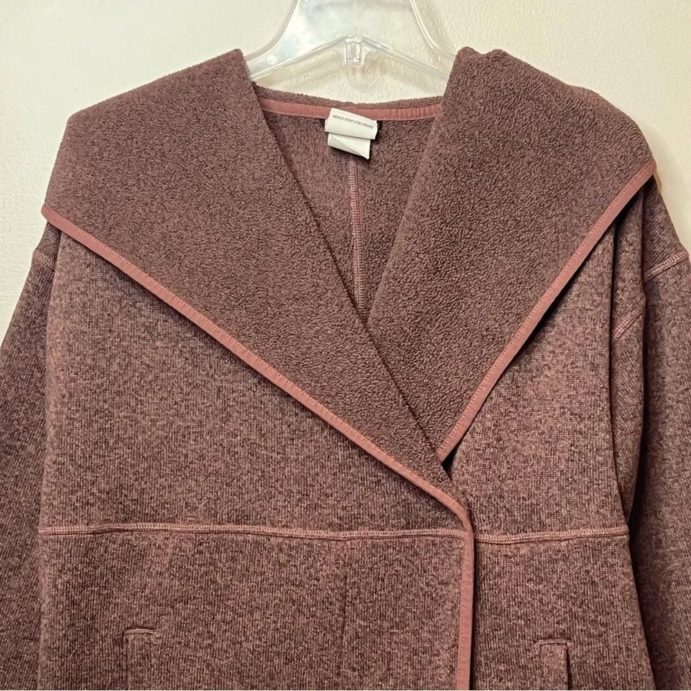 The North Face Crescent Oversized Wrap Hoodie Brown Heather Jacket Sweater SZ L - Picture 3 of 15